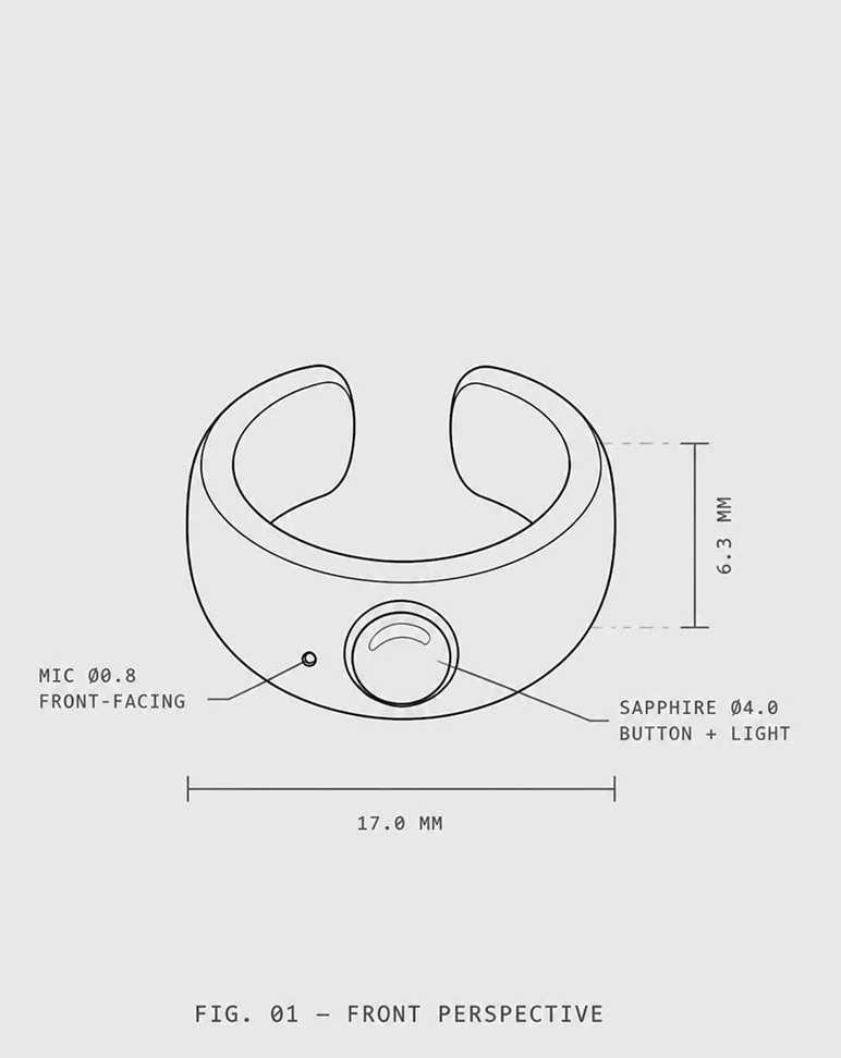 Technical elevation of the Cuff-01 with the band section marked